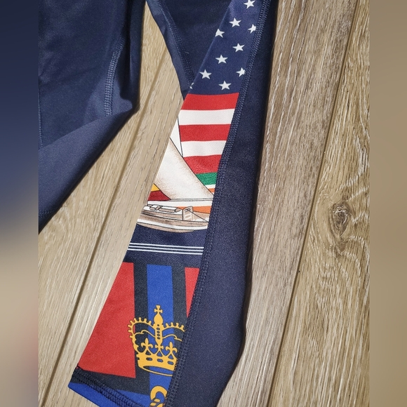 Ralph Lauren girl's navy with red, gold  leggings Sailboat, flag, stars Size 6x - Picture 3 of 9